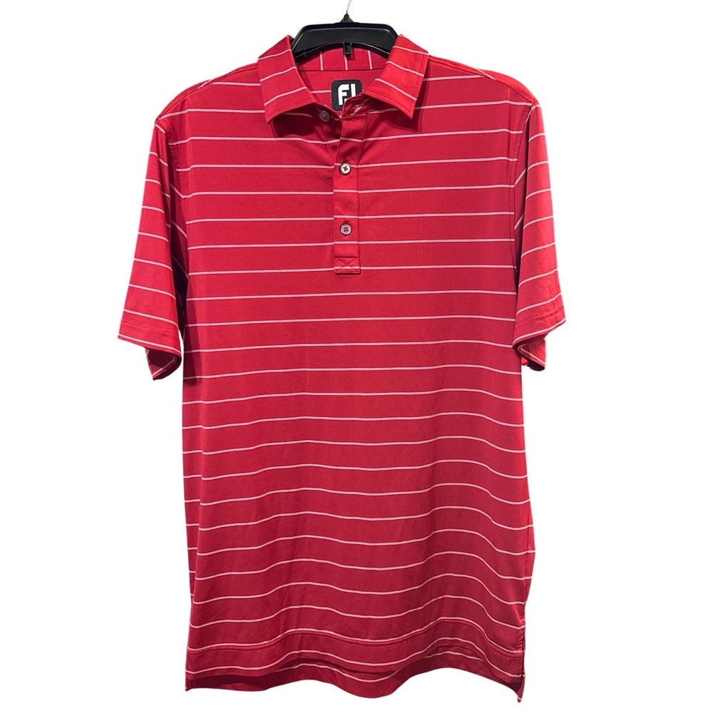 FootJoy Polo Performance Stretch Red White Striped Mens Small Golf Shirt